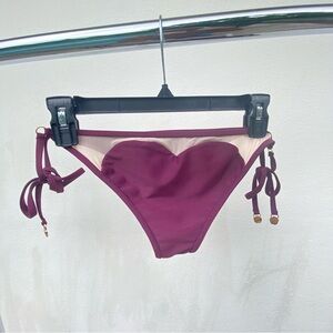 Y2K Wildfox Plum Purple & Mesh String Bikini Bottoms Size Small